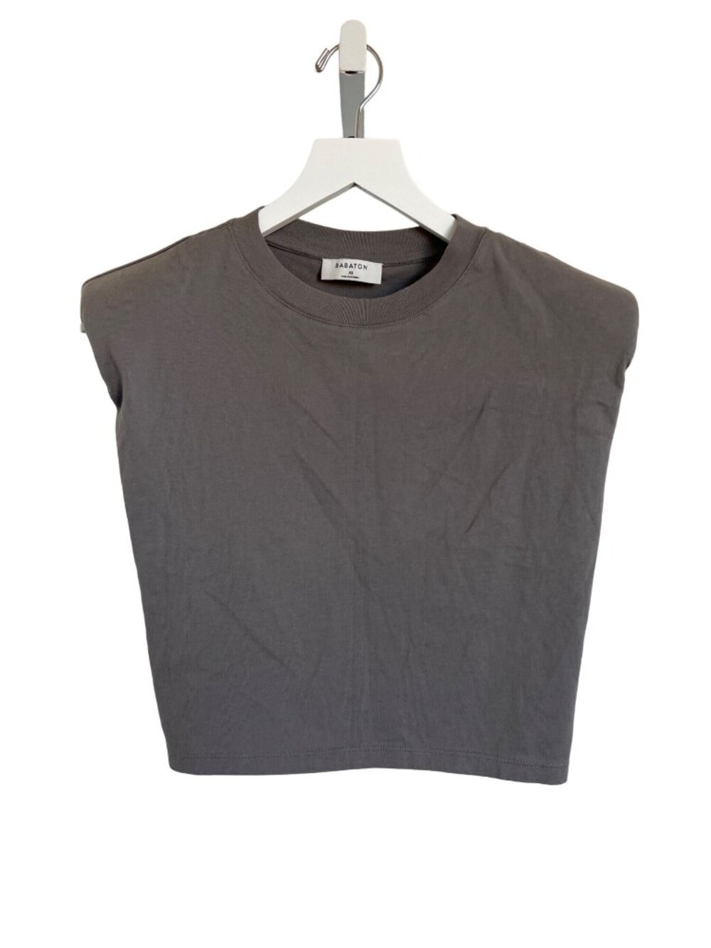 Babaton Grey Cropped Top With Shoulder Pads - Picture 2 of 4